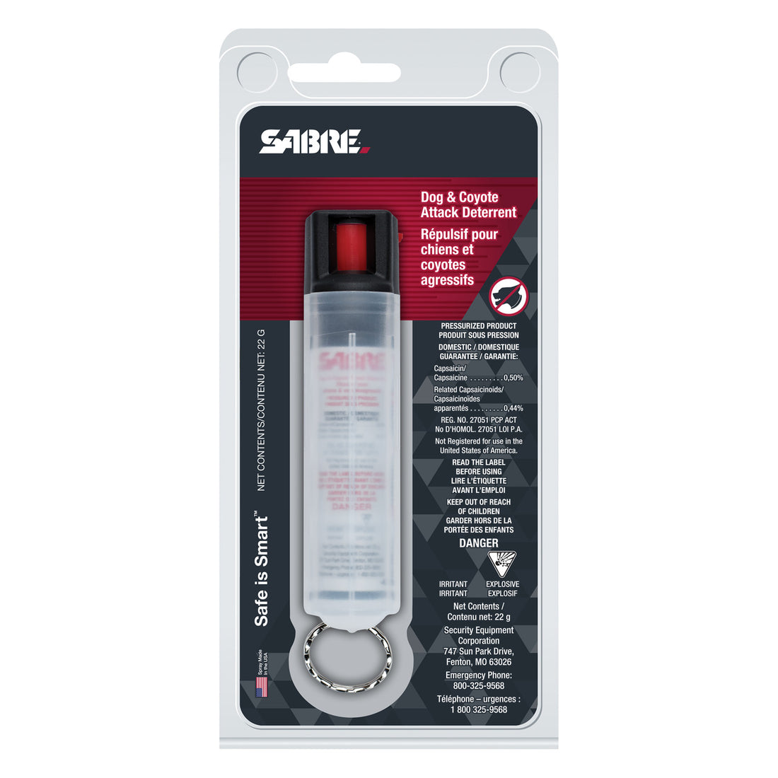 Sabre Dog & Coyote Attack Deterrent 22g with Clear case