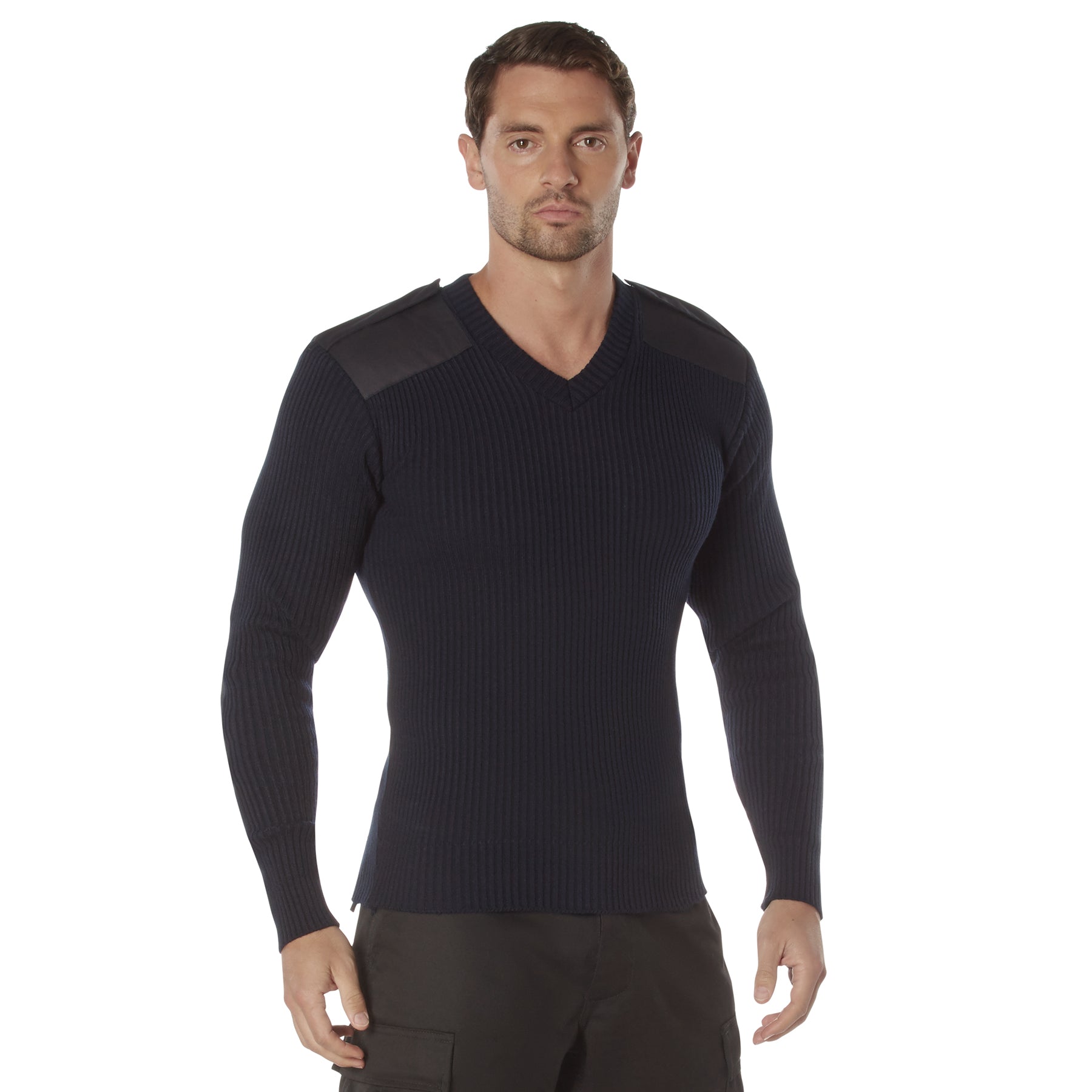 G.I. Style Acrylic V-Neck Sweater Navy Blue